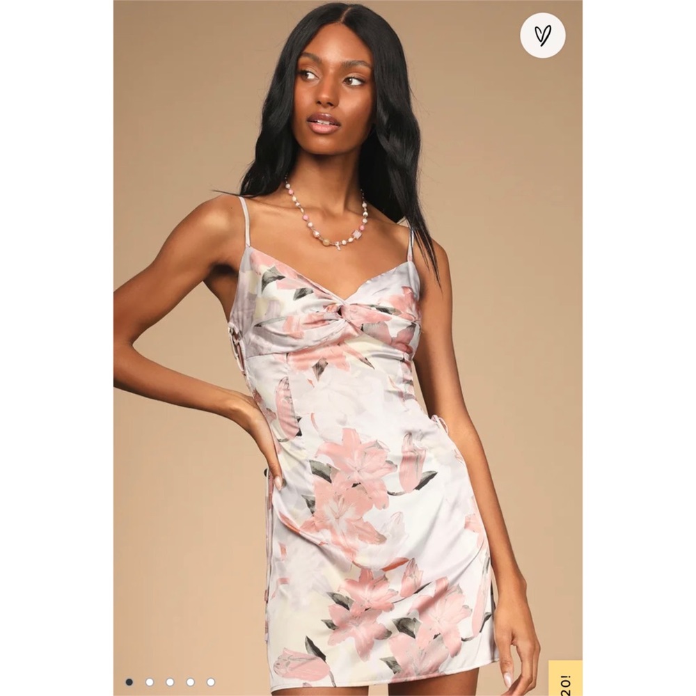 Lulus Pink Floral satin dress